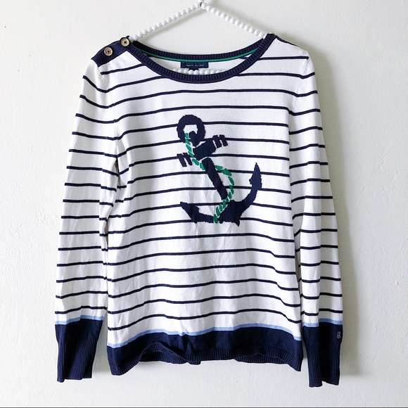 💙HP💙 TOMMY HILFIGER Anchor Stripes Sweater | Sz M - Picture 1 of 6